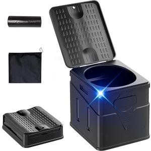 Portable Toilet,Camping Toilet Have Small Foldable Size. It is Compact Portable Toilet for Adults and Children. Suitable for Cars, Hiking, Beaches and Camping, Black