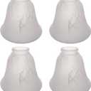 HonoDing Ceiling Light Replacement Lamp Shade Set of 4, White Cloud Flat Hanging Bell Frosted Glass Lampshade Replacement Glass Lamp Shade for Ceiling Fan Light Kit (White Alabaster)