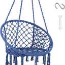 SUNCREAT Macrame Swing Chair, Rope Hammock Chair Swing, Dark Blue