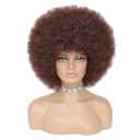 70s Afro Kinky Curly Wig For Women, Brown, Synthetic Fibers, Soft, Bouncy, Natural Looking, With Bangs