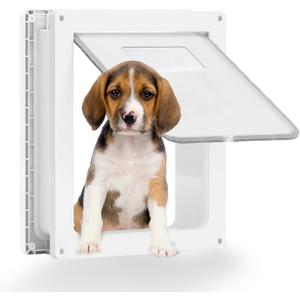 Grestorm Medium Dog Door, Magnetic Door for Pets up to 44 lb, 13.5'' x 11'' Doggie Door, Suitable for Interior & Exterior Doors (White)