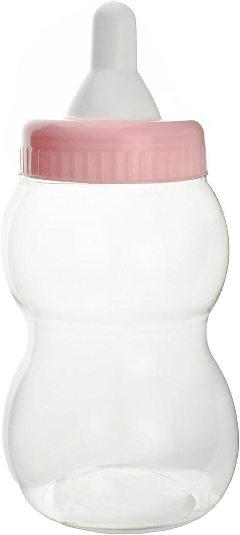 FIREFLY IMPORTS Jumbo Milk Bottle Coin Bank Baby Shower Plastic Container, 13-inch, Light Pink, Big Baby Bottle for Shower Game Pink