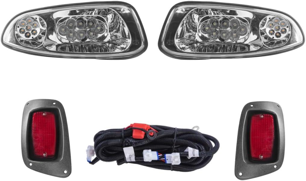 EZGO RXV 2016+ LED Basic Light Kit 48V, 2 LED headlight, 2 LED taillight, 1 Basic wiring harness, instruction & hardware included