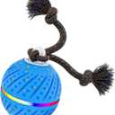 Interactive Dog Toys Ball for Boredom, 2 Modes Automatic Moving Bouncing Dog Toys for Aggressive Chewers, Durable E-TPU Smart Rolling Puppy Enrichment Toys with Rope for Medium Large Dogs