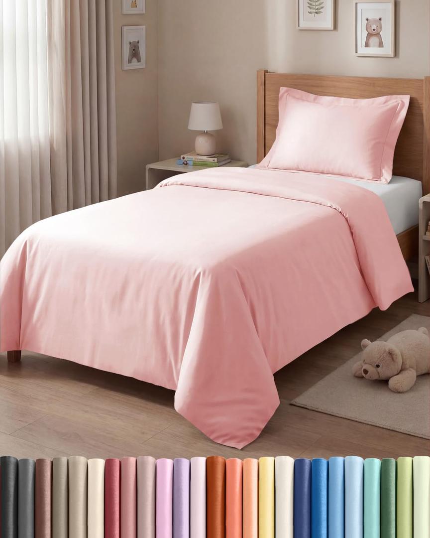 Duvet Cover Twin/Twin XL Size Set - Extra Soft Twin/Twin XL Duvet Cover 68" x 90" with 1 Pillow Sham - Hotel Luxury, Easy Care, Fade Free with Zipper Closures & Ties - Comfy & Breathable (Baby Pink)