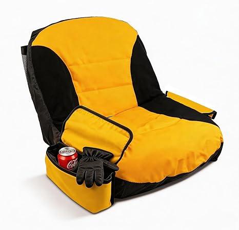 Lawn Mower Seat Cover, Weatherproof Anti-Slip Tractor Seat Cover, Universal Fit for John Deere, Craftsman, Cub Cadet,Kubota Riding Mower(M,Black&Yellow)