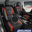Skechers Memory Foam Leather Car Seat Covers, Air Cool Mesh Thick Seat Covers, Car Seat Covers Front Seats, Airbag Compatible, Automotive Comfort for Most Cars, Vans, Trucks, SUV,Orange