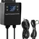 Digital Temperature Controller with LCD Display, Easy to Use,Black, 110V