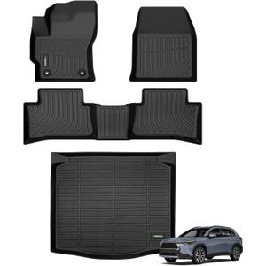 ANBINGOFloor Mats & Cargo Liner for 2022-2026 Toyota Corolla Cross FWD Only (Not AWD/Hybrid),1st 2nd Row with Trunk Mat,TPE All Weather Waterproof Corolla Cross Car Mats Black