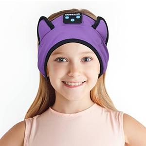 KIDSBAND Kids Bluetooth Headphones, Sleep Headband [Wireless & Wired Playback 2in1] Foldable Headphones for School/Travel/Tablet/Sleep (Purple)