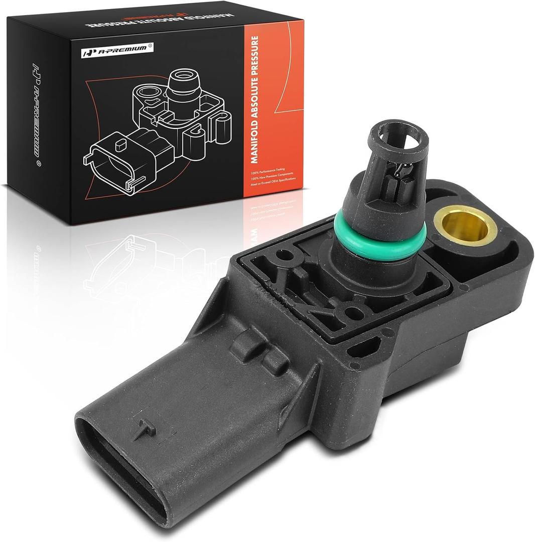 A-Premium Manifold Pressure (MAP) Sensor [4 Pins] Compatible with Volkswagen Jetta Passat 2014-2019, Golf 2015-2018, Golf Alltrack 2017-2019, Golf SportWagen, Tiguan, Beetle, Atlas, GTI & Audi Q5