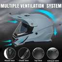 TRIANGLE Dual Sport Motorcycle Helmet Dirt Bike Helmets ATV Full Face Helmet for Adults Men with Internal Sunshield DOT Approved (Gray, M)