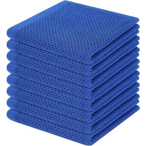 Homaxy 100% Cotton Waffle Weave Kitchen Dish Cloths, Ultra Soft Absorbent Quick Drying Dish Towels, 12 x 12 Inches, 8-Pack, Blueberry