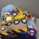 Fancy Linen Boys Comforter and Sheet Set Construction Zone Public Work Excavator Dump Trucks Front and Backhoe Loader Tractors Light Blue Red Yellow Dark Blue New # Construction (Full)