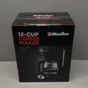 Mueller 12-Cup Drip Coffee Maker - Borosilicate Carafe, Auto-Off, Reusable Filter, Anti-Drip, Keep-Warm Function, Clear Water Level Window Coffee Machine, Kitchen Essentials & Accessories (Black)