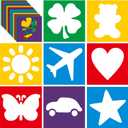 Epakh 24 Pieces Stencils for Kids 8 Inches Drawing Stencils Chalk Template Large Washable Geometric and Garden Themed Primary Shape Template for Kids Toddlers Preschooler(Primary Style)
