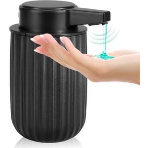 Automatic Soap Dispenser Liquid Touchless: 9oz Plastic Black - Rechargeable Electric Smart 3-Level Adjustable Modern Auto Soap Dispenser - Bathroom Kitchen Hand Dish Lotion