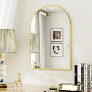 26"x 38" Arched Bathroom Wall Mirror with Gold Metal Frame, Modern Arch-Top Wall Mirror for Vanity, Entryway or Bedroom, HD Reflection, Shatterproof Glass