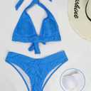 Bikini Sets for Women Two Piece Womens Swimsuits Sexy Adjustable Halter Tops Bathing Suit High Cut Bikini (Blue, XL)
