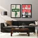 New York City Wall Art Nyc Canvas Wall Decor Vintage New York Pictures Poster Trendy Minimalist Wall Art Retro Prints New York City Painting Modern Artwork for Living Room 16x24 Inch Framed Set of 2