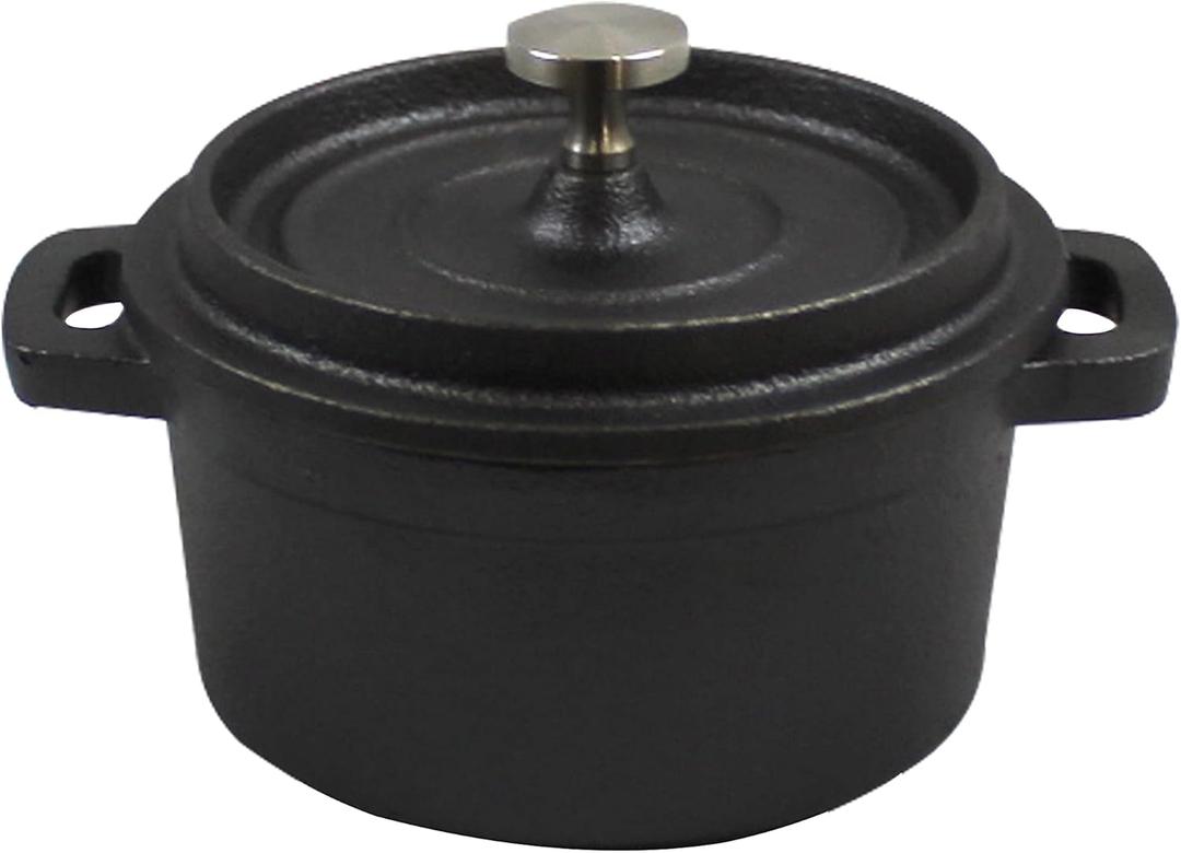 Cast Iron,Pre-Seasoned Pot/Casserole Mini 16oz with Cover
