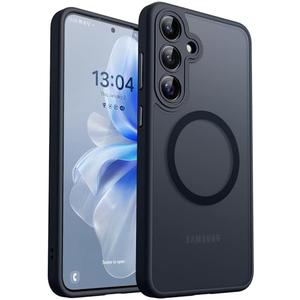 CANSHN Designed for Samsung Galaxy S25 Plus Case (2025) [Full Camera Protection] [Compatible with Magsafe] Translucent Matte Back Protective Phone Cover, Black