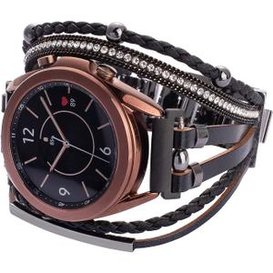 KONAFEI Compatible with Samsung Galaxy Watch 7/ FE/ 6/ 5/ 4/ 3 Band/ 40mm 44mm/ Active 2/ Galaxy Watch 5 Pro/ Watch 7&6&4 Classic 43mm/ 47mm/ 42mm/ 46mm/ Garmin Venu, 20mm Leather Boho Bracelet Jewelry Strap for Women