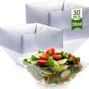 Tioncy 30 Pcs Square Plastic Serving Bowls, Medium Salad Fluted Plastic 35 oz Disposable Serving Bowls Containers for Parties, Snack, Buffet, Chips(Clear,Classic)
