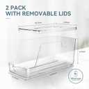 Soda Can Dispenser for Refrigerator with Lids, Stackable Drink Organizer for Fridge, Clear Plastic Refrigerator Organizer Bins, Beverage Can Holders for Pantry, Freezer, Kitchen, Cabinets Set of 2