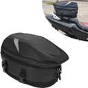 JFG RACING Motorcycle Tail Bag Seat Bag Saddlebags Luggage Bag Multifunctional PU Leather Motorbike Helmet Bag Storage Bag,18.5 Liters