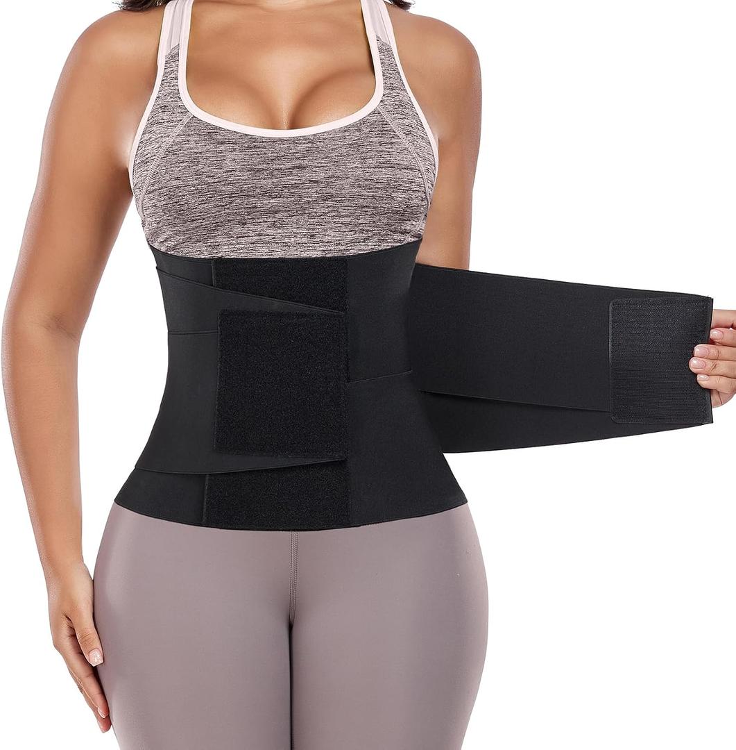 Waist Trainer Belt for Women Belly Fat Waist Cincher Trimmer Ab Belt Tummy Control Body Shaper with Triple Wrap (Black, S)