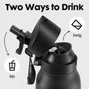 Meoky 24 oz Slim Insulated Water Bottle: Leak Proof Locking Lid, 2-in-1 Straw and Spout, 24 Hours Cold, Top Handle, BPA Free, Stainless Steel Water Bottle for Men Sports Travel Gym, Night