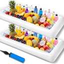 Inflatable Ice Serving Bar with Drain Plug, Buffet Cooler Serving Tray for Salad Food & Drinks, Inflatable Serving Bar for Party BBQ Picnic Pool Camping Indoor Outdoor (2, White)