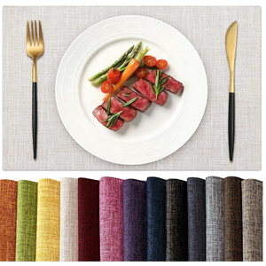 KXN Placemats Set of 4, Dual-Layer Thickened Faux Linen Table Mats, Heat Resistant & Wrinkle-Free, Machine Washable Cloth Place Mats for Kitchen Dining Indoor Outdoor (Cream)