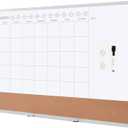 Amazon Basics 24" x 36" Monthly Whiteboard Calendar with Cork Board, Wall Mounted, Easy to Install, Silver Aluminum Frame