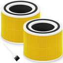 Core 300 Pet Care Replacement Filter for LEVOIT Core 300, Core 300S and Core 300-P Air Purifier, 3-in-1 H13 True HEPA Filter Replacement, Compared to Part # Core 300-RF-PA, 2 Pack, Yellow (Yellow - Pet Care Filter)
