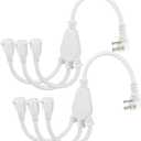 KUNCAN 3-Outlet Extension Splitter Cord - White 2-Pack Low Profile Wall Head 1 to 3 Way Power Splitter Cord, 90-Degree 3 Prong Flat Plug 1FT 16AWG 13A 125V 1625W NEMA 5-15P to 3X NEMA 5-15R