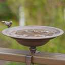 HLQMFHT 12.2 Inchs Diam Deck Bird Bath, Metal Bird Bath for Deck Railing, Bird Bath Deck with Removable Sturdy Steel Clamp, Outdoor Garden Decor