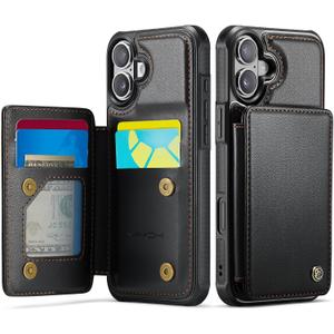 Vinich for iPhone 16 Wallet Case with Card Holder, RFID Blocking Credit Slots Kickstand Shockproof Phone Cover Fit for iPhone 16 6.1" Black