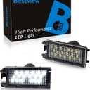 Bestview LED License Plate Light Tag Lamp Assembly Compatible with 2013-2019 FIAT 500, Levante  Dodge Viper, Jeep Grand Cherokee Compass Patriot, Powered by 18-SMD White 6000K Pack of 2