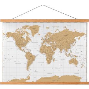 FALAMON Magnetic Poster Hanger Frame, 48x36 48x24 48x32 Teak Wood Magnet Poster Frame for Posters, Prints, Photos, Pictures, Maps, Scrolls, and Canvas Artwork, 48L" x 0.7W"