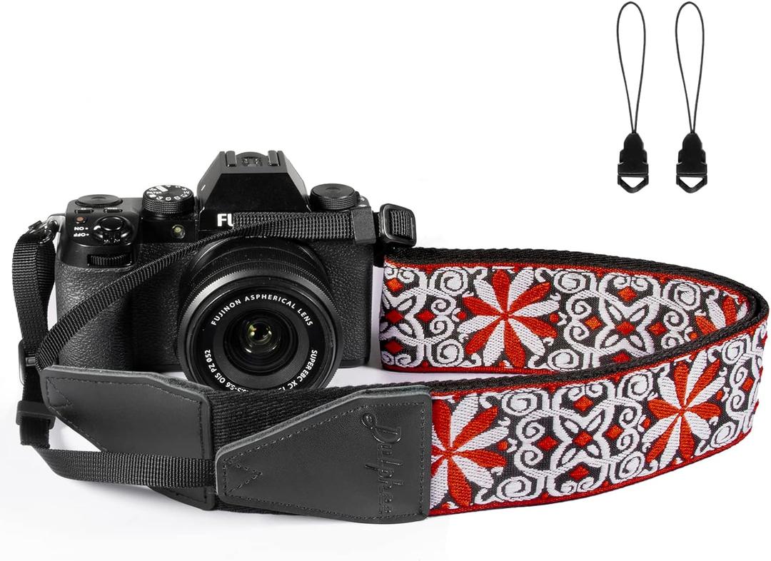 Camera Strap, Jacquard Weave 2" Shoulder Neck Straps for All DSLR Cameras Men Women Photographers (Jacquard Orange White)