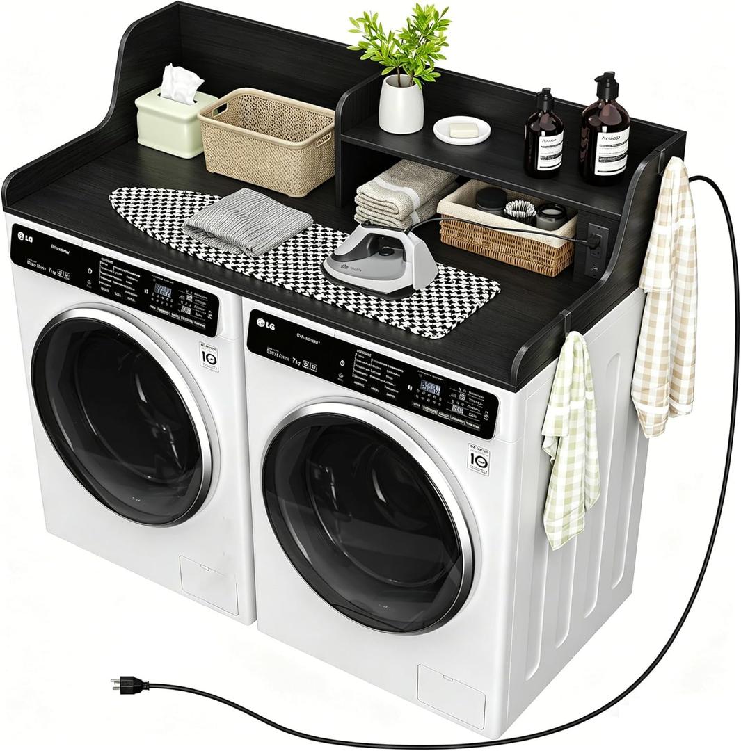 Washer Dryer Countertop with Power Outlet, 54"W x 27.5"D Laundry Countertop