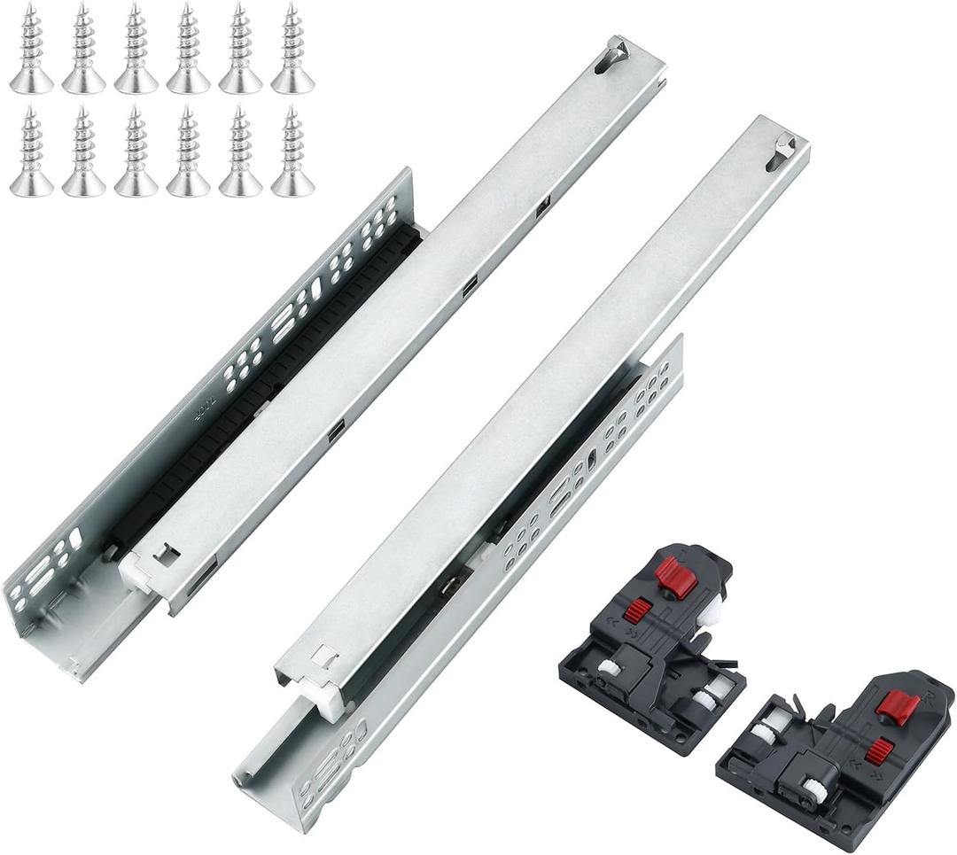 6 Pair 18 Inch (450mm) Soft Close Undermount Drawer Slides,100LB Load Capacity Full Extension Concealed Bottom Mount Drawer Glides Rails with 3D Locking Device