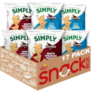 Simply, Doritos White Cheddar Nacho and Zesty Ranch Variety Pack, 0.875 Oz, BB: May 10 2026 (Pack of 17)