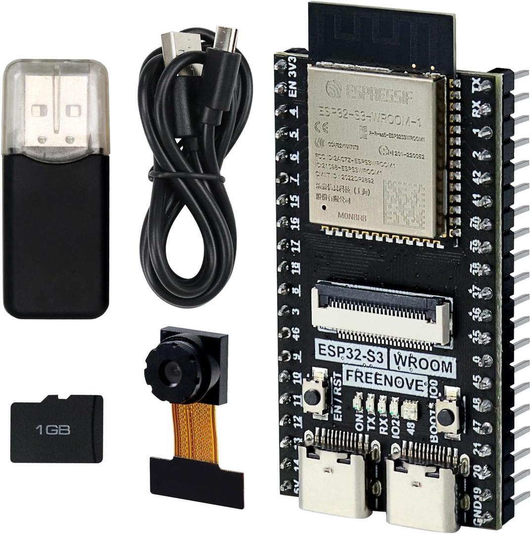 FREENOVE ESP32-S3-WROOM CAM Board, Dual-core 32-bit 240 MHz Microcontroller, Onboard Camera Wireless, Python C Code, Example Projects Tutorial (8 MB Flash)