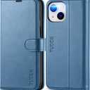TUCCH Case Wallet for iPhone 13 Mini, with TPU Shockproof Inner Case, PU Leather RFID Blocking Credit Card Slot Magnetic Stand Flip Cover Compatible with iPhone 13 Mini, Lake Blue