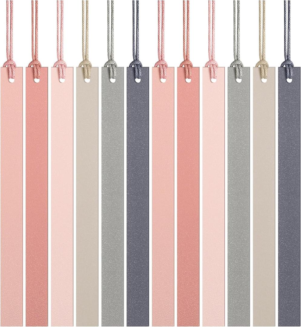 Kosiz 12 Pcs Leather Bookmarks Colorful Engravable Blank Leather Bookmarks Back to School Gifts for Men Women Teachers Students Book Lovers Reading Supplies (Pink)