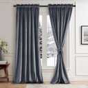 JIUZHEN Dark Grey Velvet Curtains 108 inches for Living Room Thermal Insulated Light Blocking Window Drapes for Bedroom/Dining Room, Set of 2 Panels, W52 x L108 inches, Dark Grey