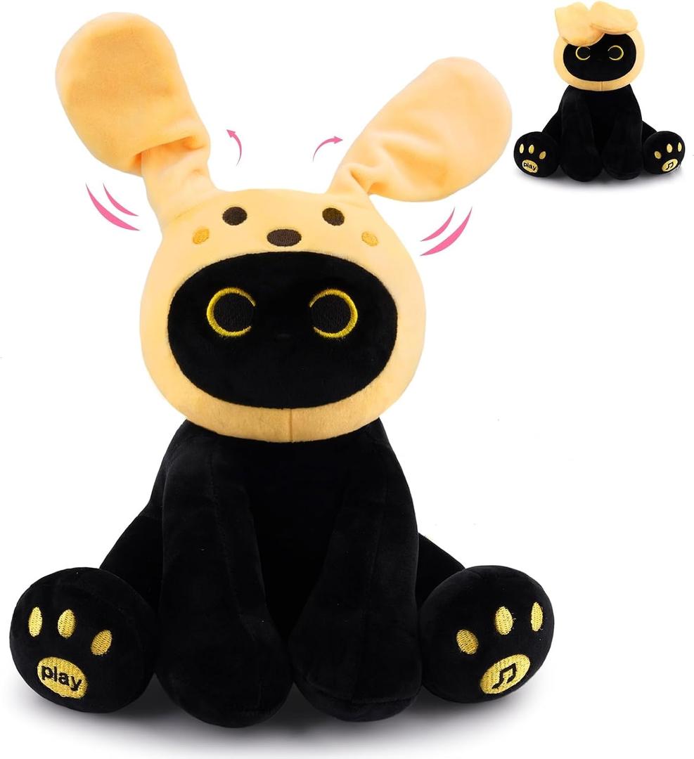 Black Cat Plush Toy - Musical Stuffed Animals for Babies Kids | Fun Interactive Singing Cat Plush Toy Moving Ears,Musical Interactive Toy Gifts for Kids,Boys,Girls,Toddlers